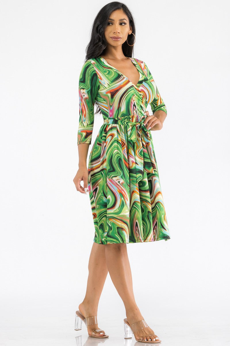 HH710R-SWIRL - VESTIDO CRUZADO MIDI