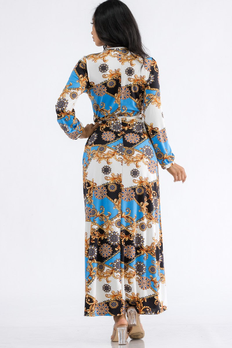 HH548R-BAROQ - LONG SLEEVE MAXI DRESS