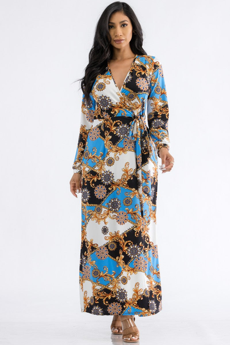 HH548R-BAROQ - LONG SLEEVE MAXI DRESS