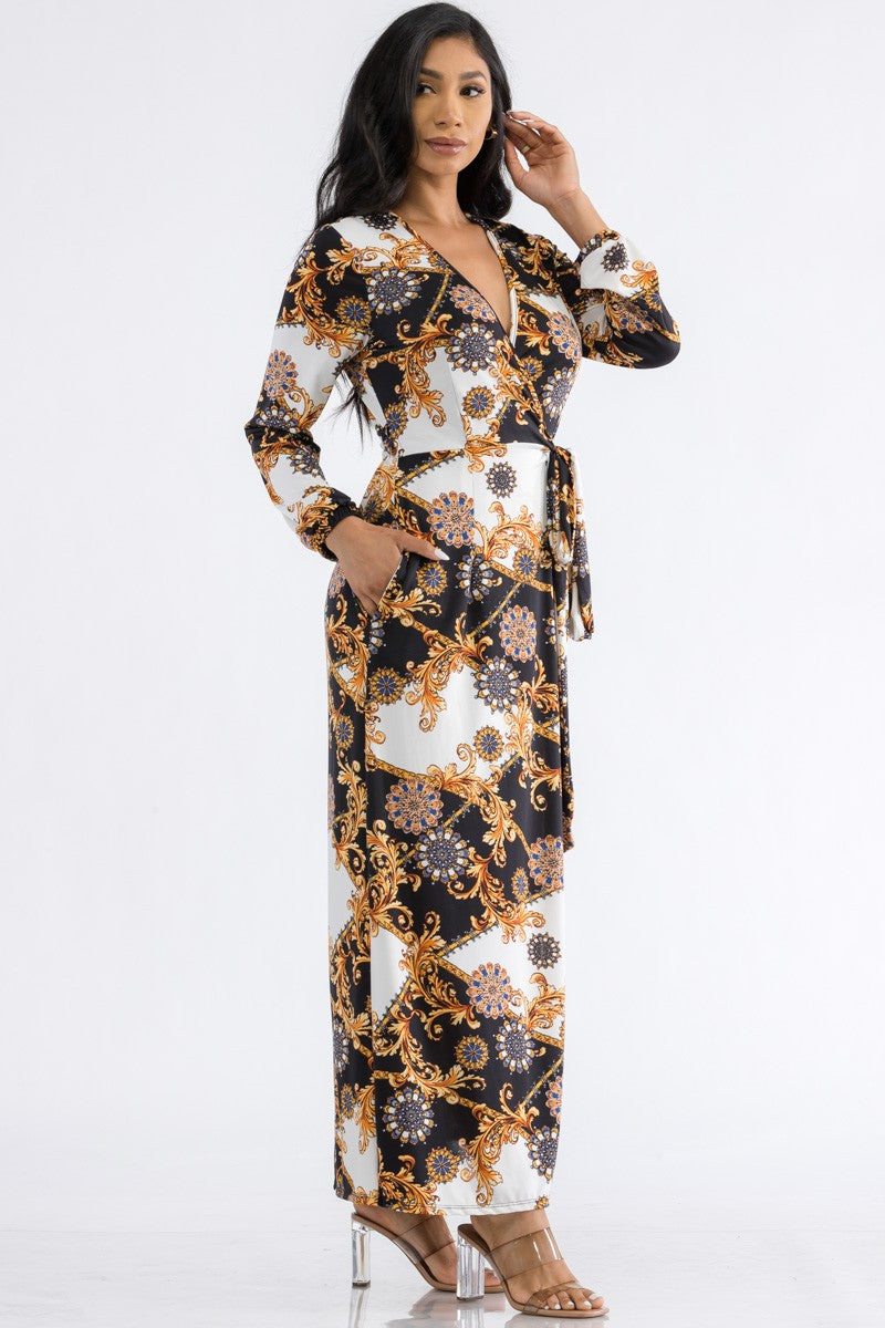 HH548R-BAROQ - LONG SLEEVE MAXI DRESS