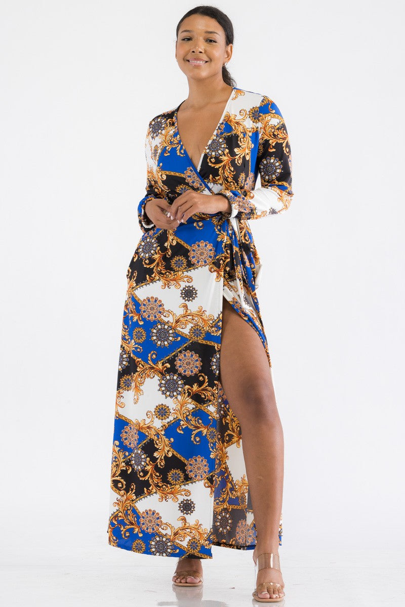 HH548R-BAROQ - LONG SLEEVE MAXI DRESS