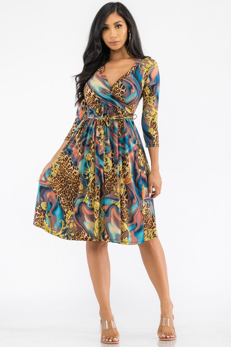 HH710X-LEOSWIRL - MIDI WRAP DRESS