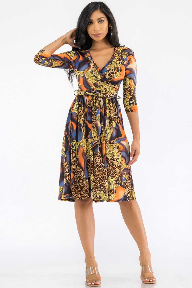 HH710X-LEOSWIRL - MIDI WRAP DRESS