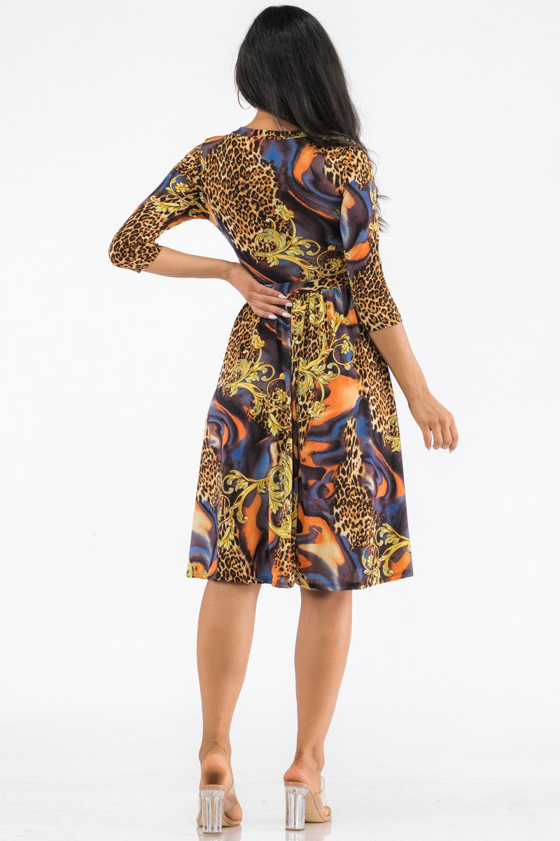 HH710X-LEOSWIRL - MIDI WRAP DRESS