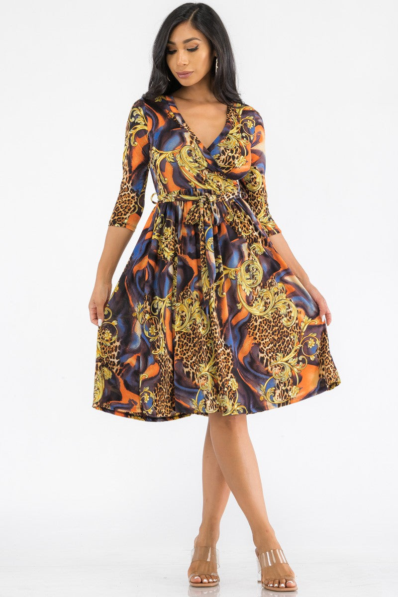 HH710X-LEOSWIRL - MIDI WRAP DRESS