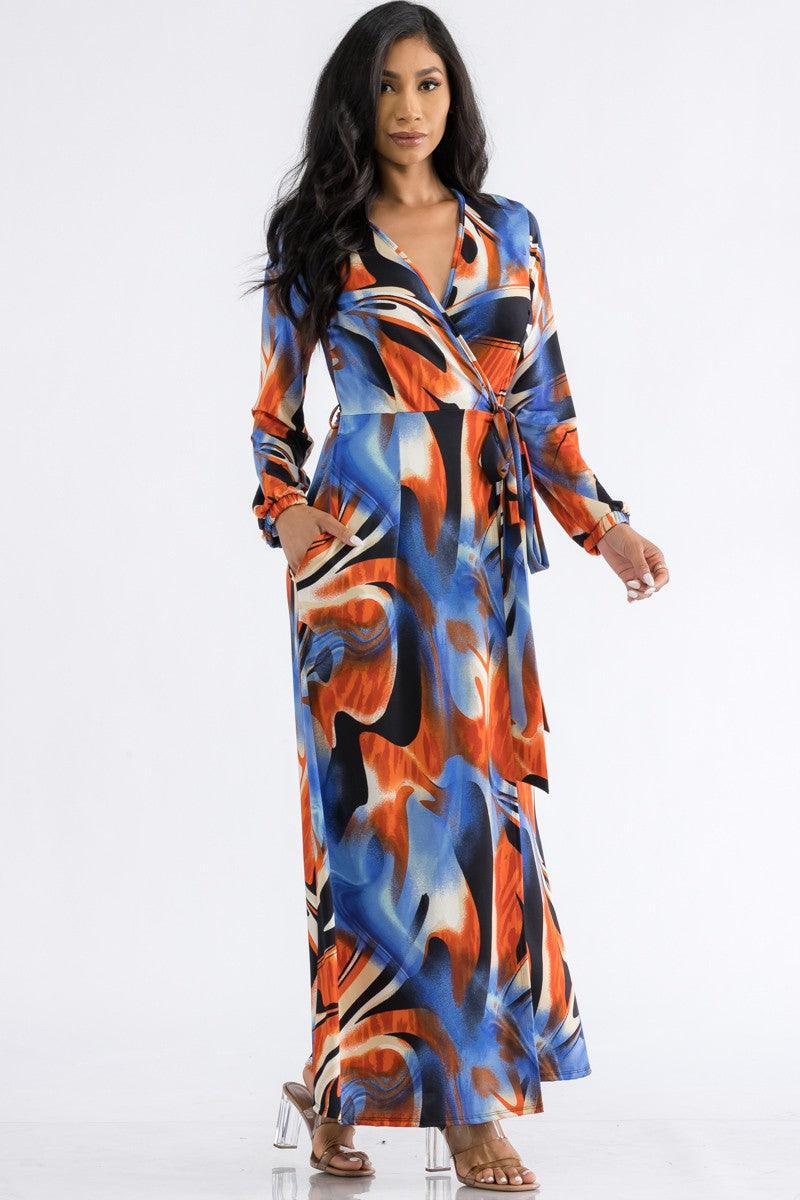 HH548R-SWIRL - VESTIDO MAXI MANGA LARGA