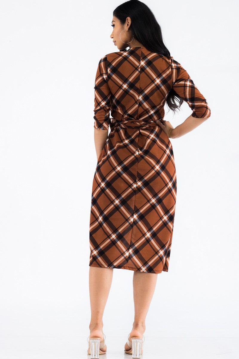 HH535X-PLAID - VESTIDO CRUZADO MIDI