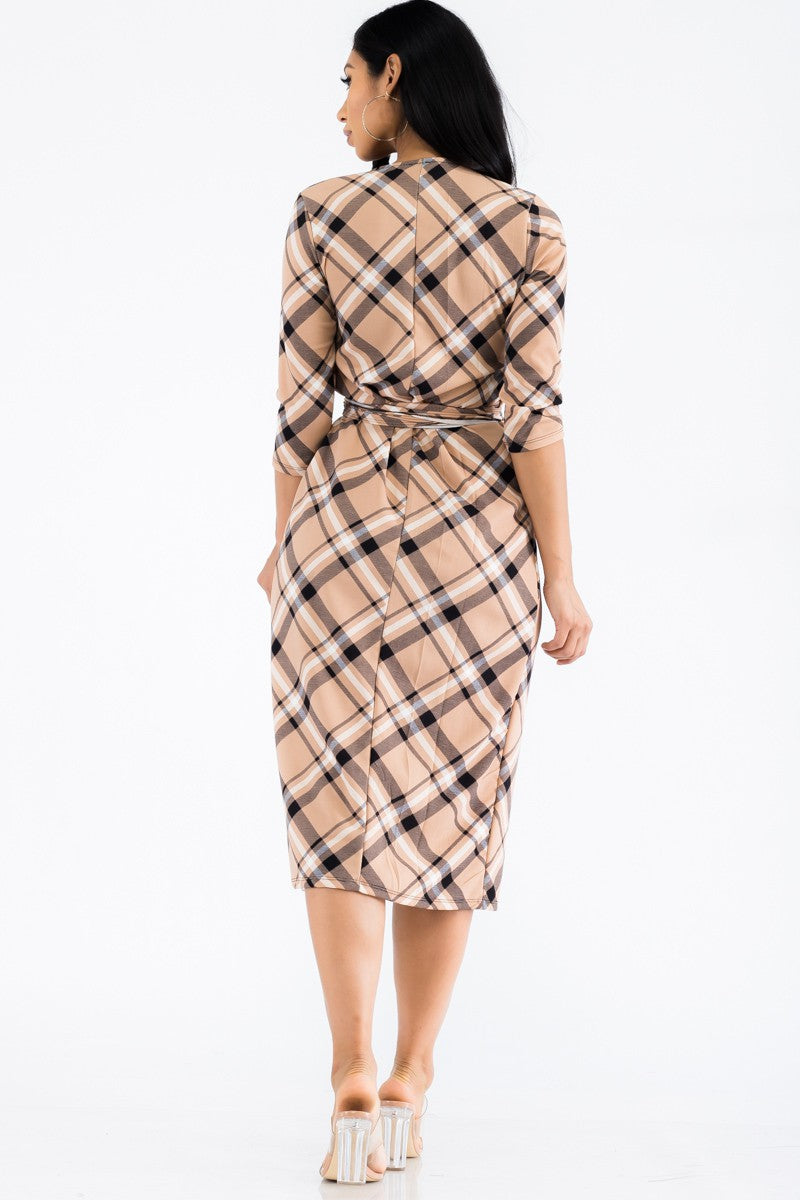 HH535X-PLAID - MIDI WRAP DRESS