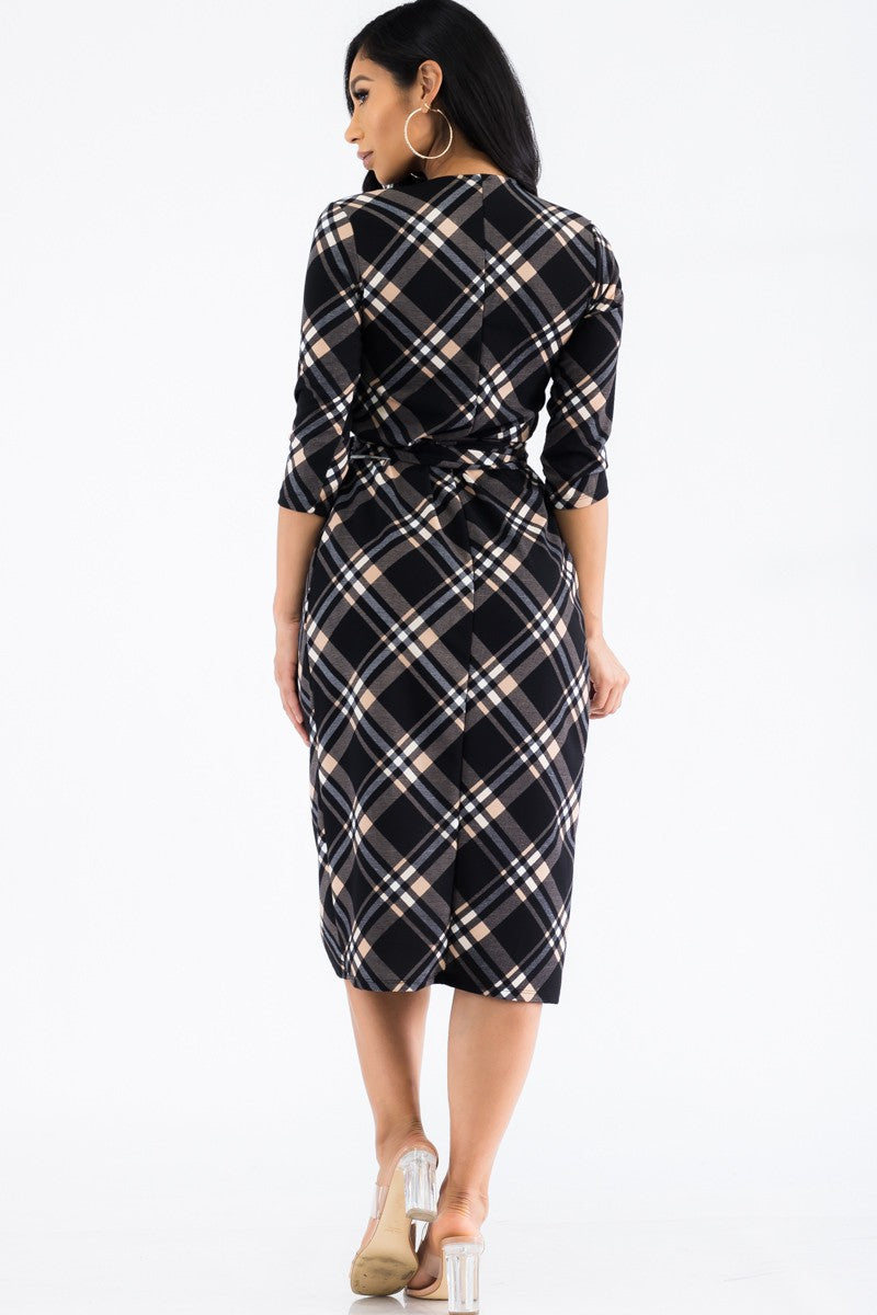 HH535X-PLAID - VESTIDO CRUZADO MIDI