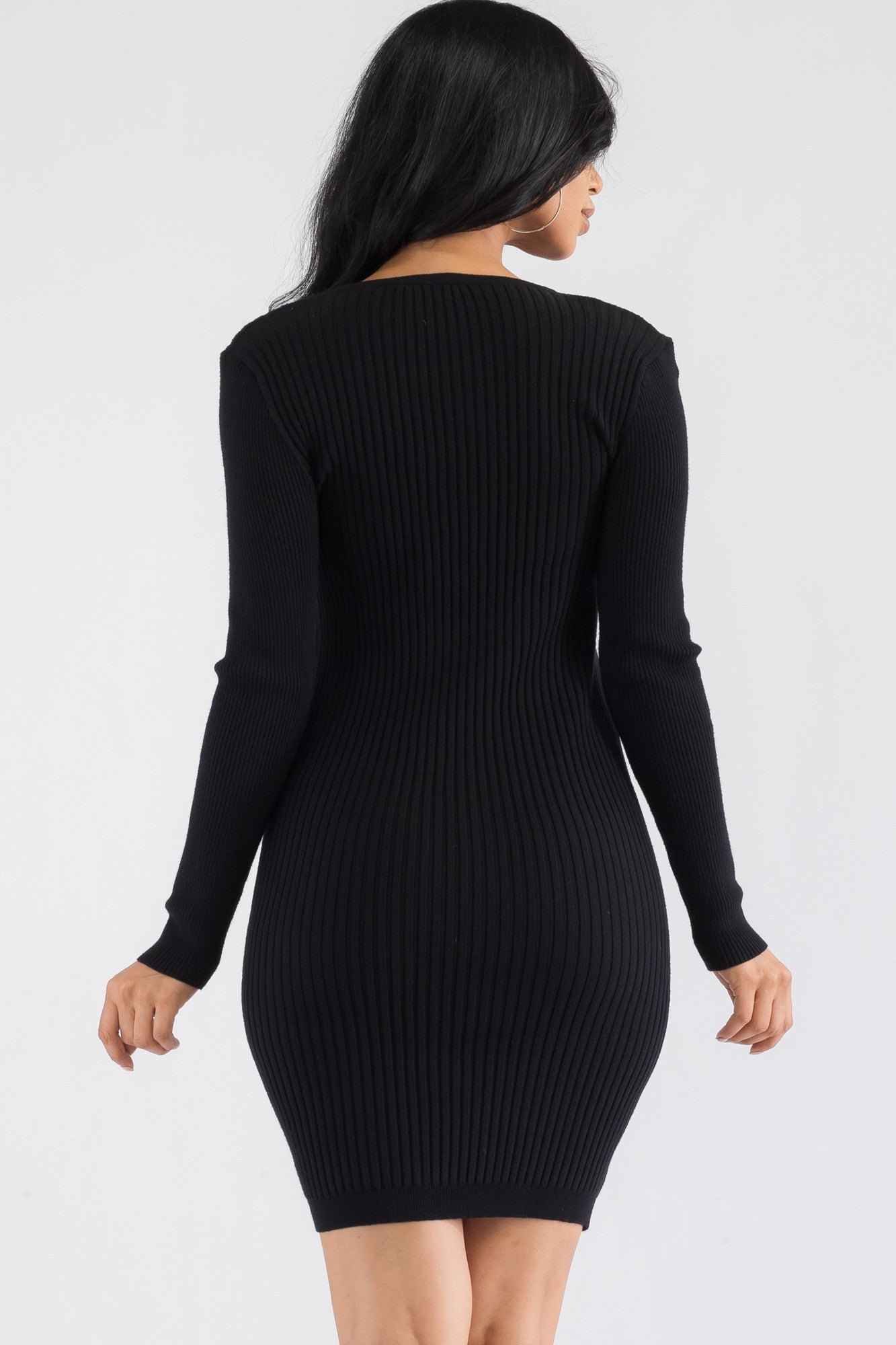 CH126X-LS - LONG SLEEVE RIBBED MINI DRESS