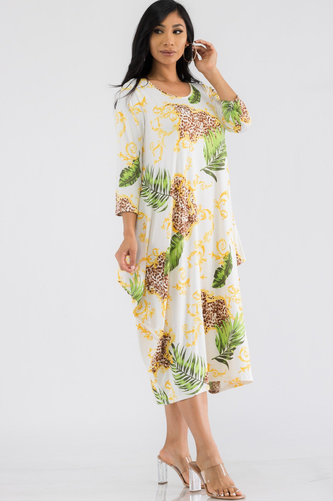 SAN151R-PLM - HAREM MIDI DRESS