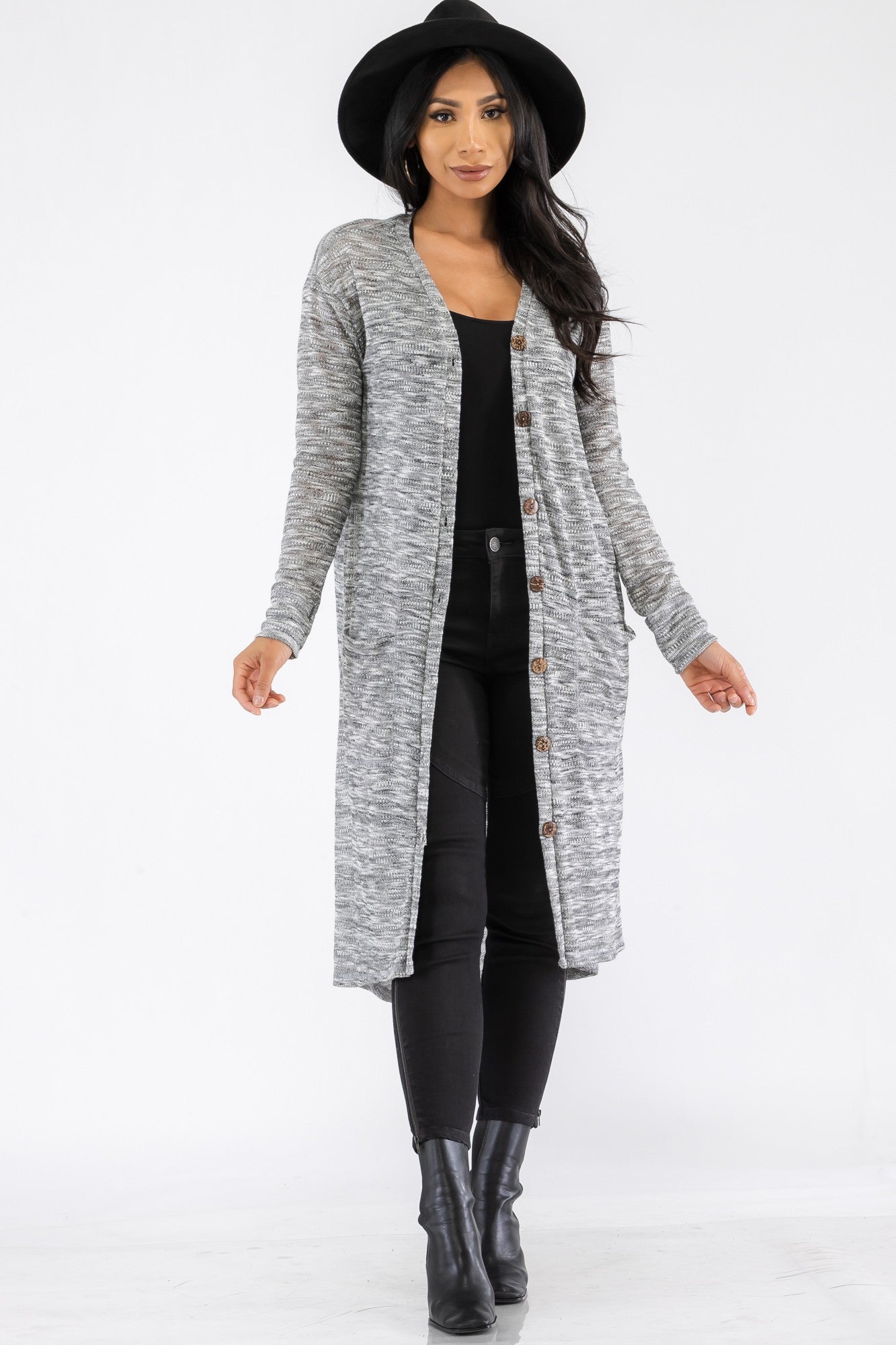 HH508X-SL - BUTTON DOWN CARDIGAN