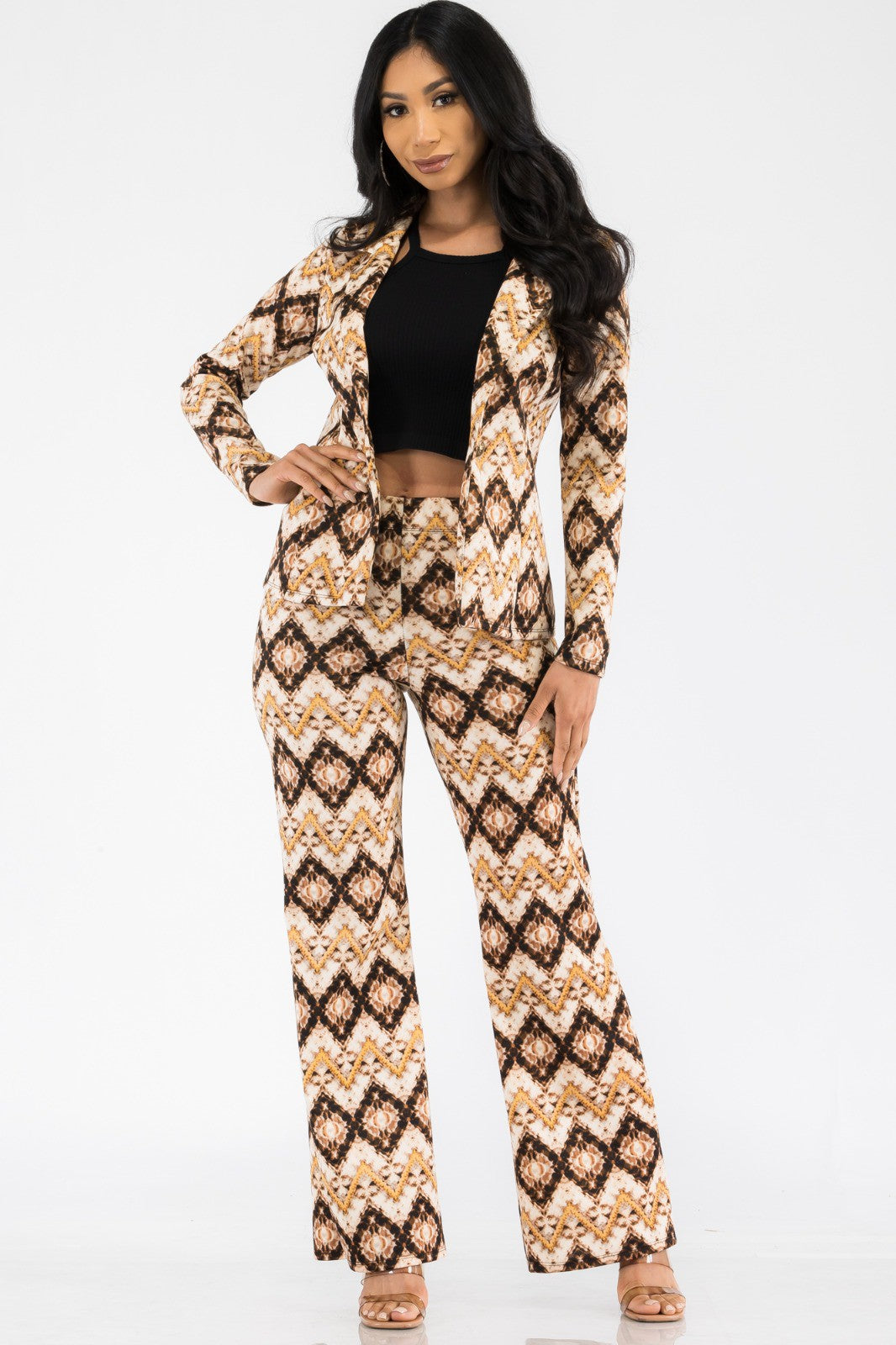 HH715R-GEOMETRIC - 2PC BLAZER AND PANT SUIT