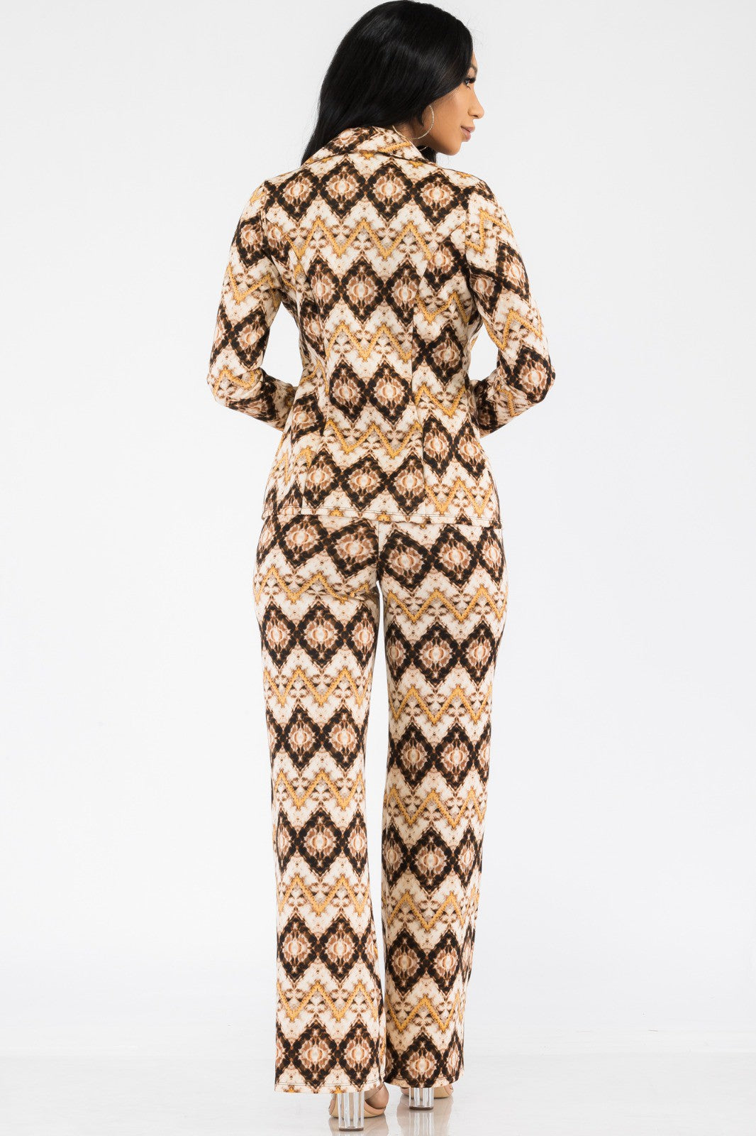 HH715R-GEOMETRIC - 2PC BLAZER AND PANT SUIT