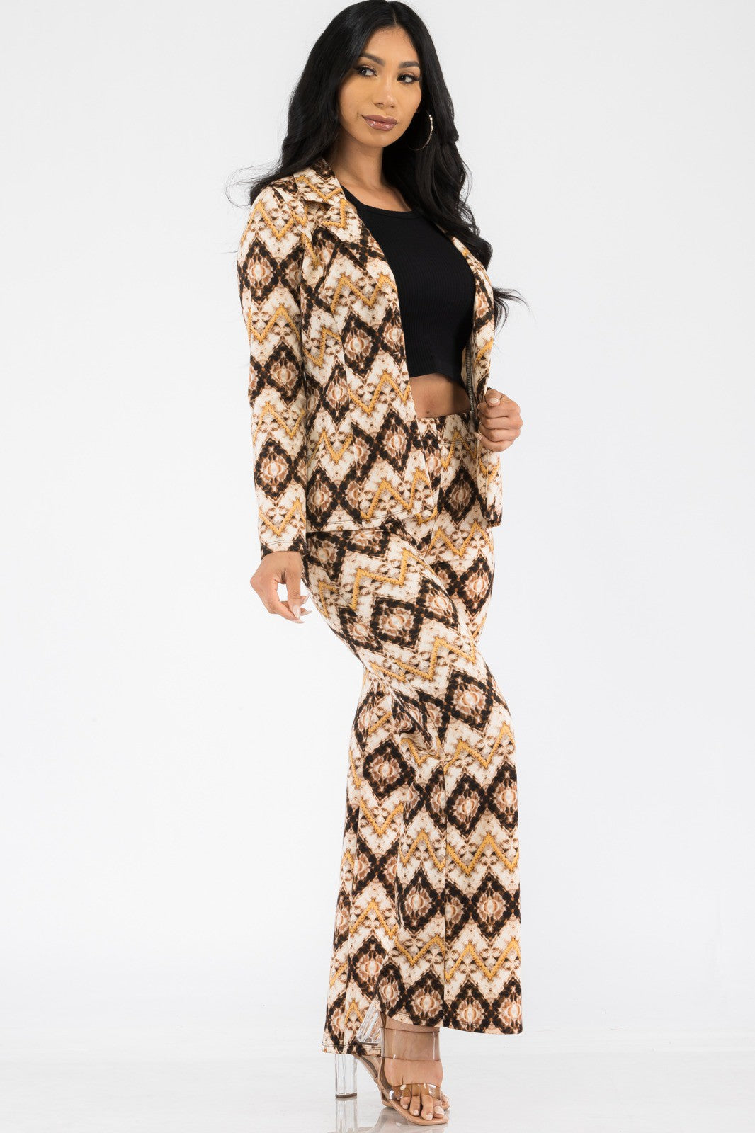 HH715R-GEOMETRIC - 2PC BLAZER AND PANT SUIT