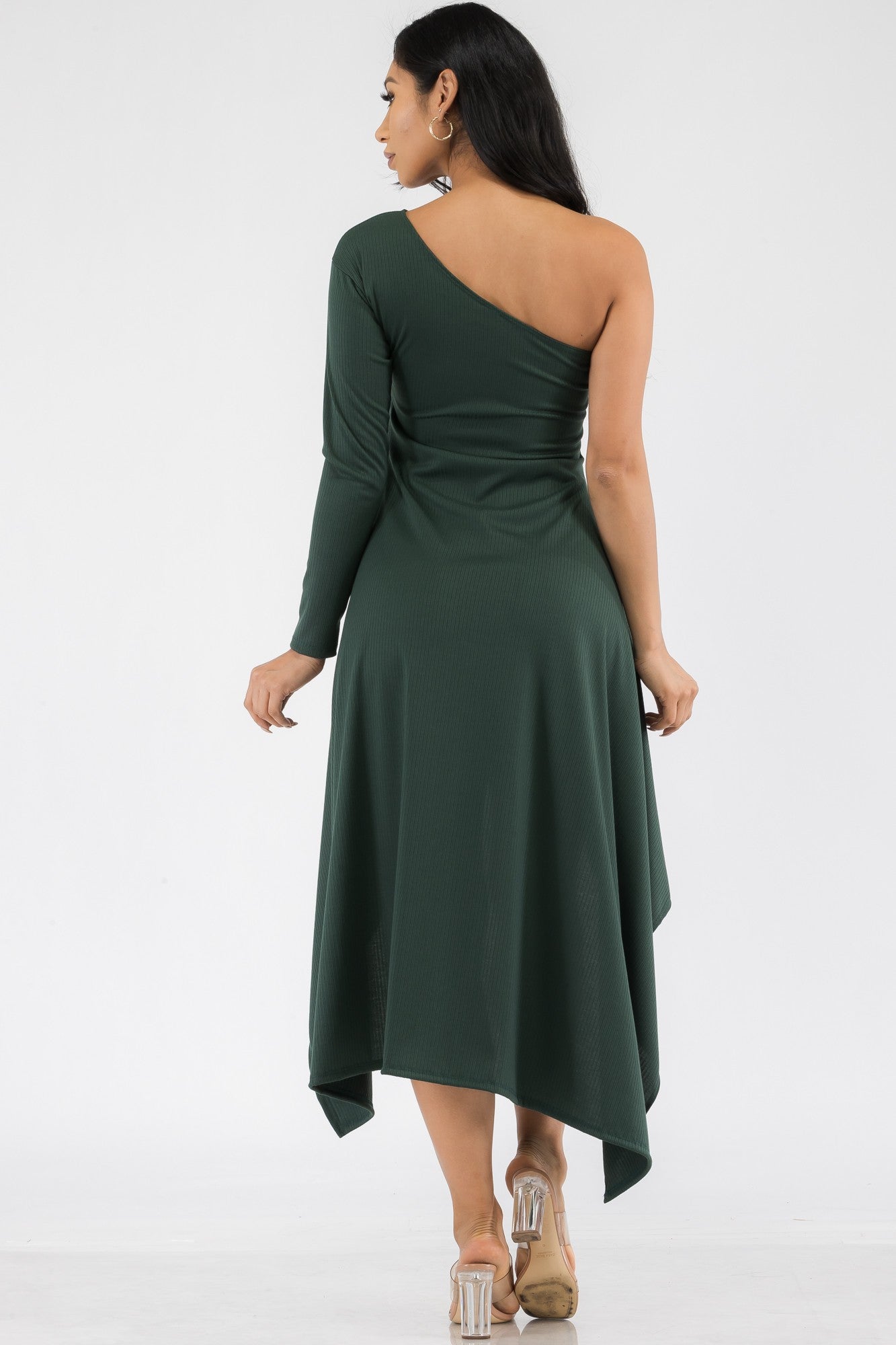 HH597X-SOL - ONE SHOULDER HIGH LOW MAXI DRESS