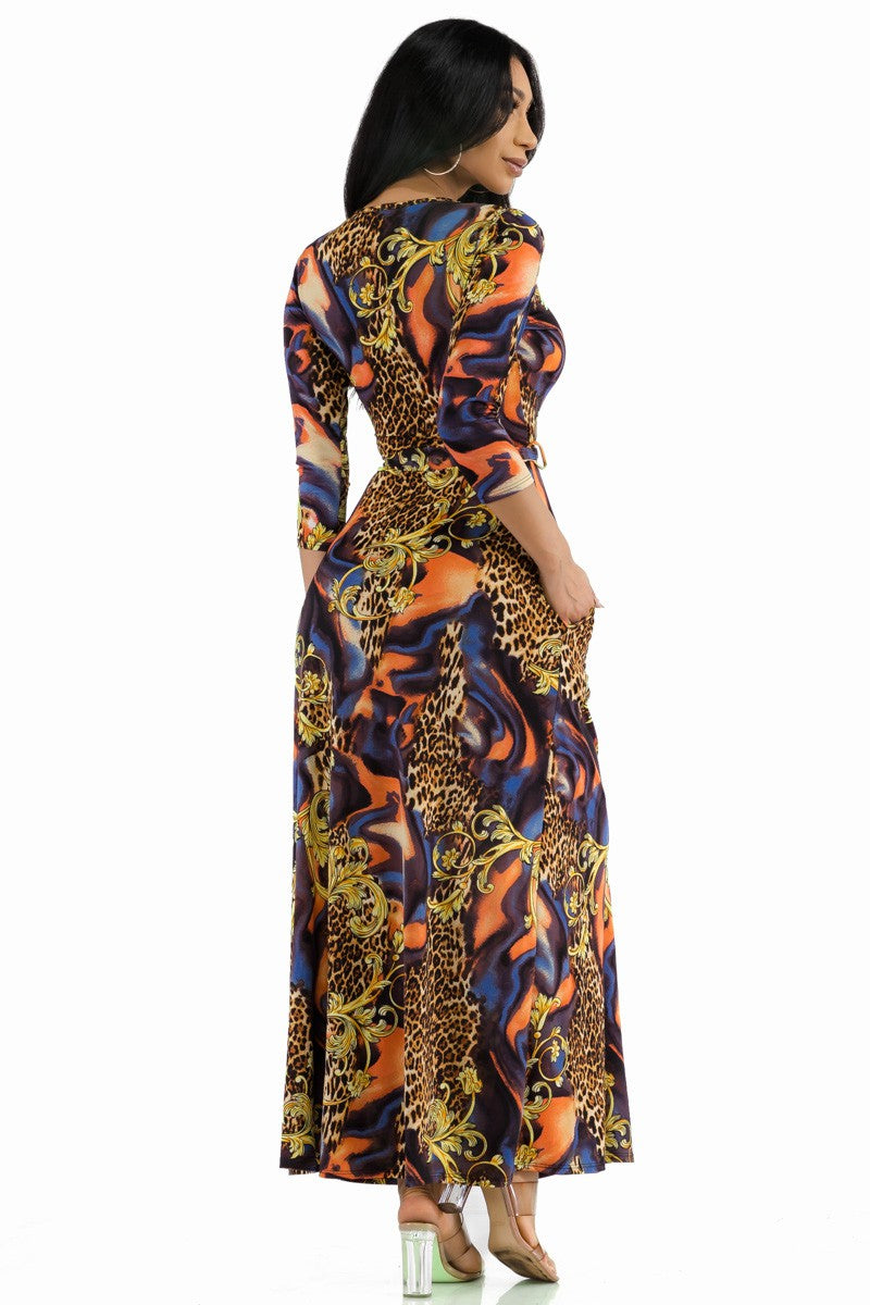 SAN149R-PRINT - BAROQUE MAXI DRESS