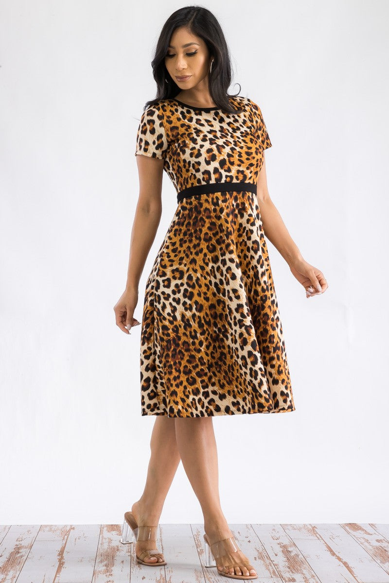 HH559X-PRINT - SHORT SLEEVE MIDI DRESS