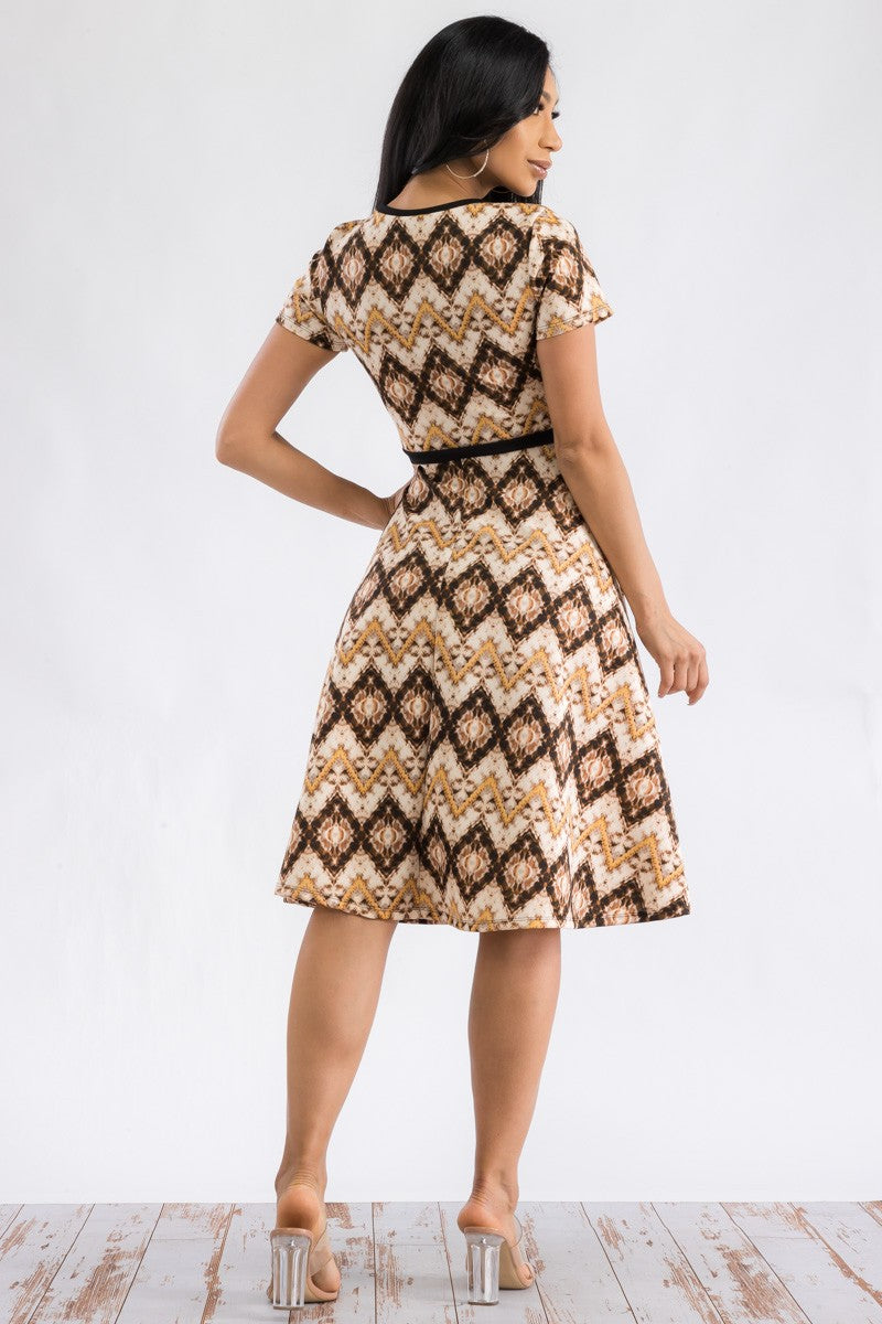 HH559X-PRINT - SHORT SLEEVE MIDI DRESS