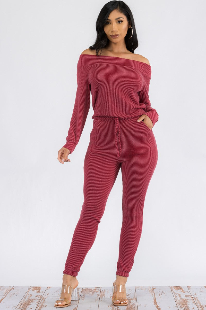 HH620X-SL-NEWRIB - OFF SHOULDER JUMPSUIT