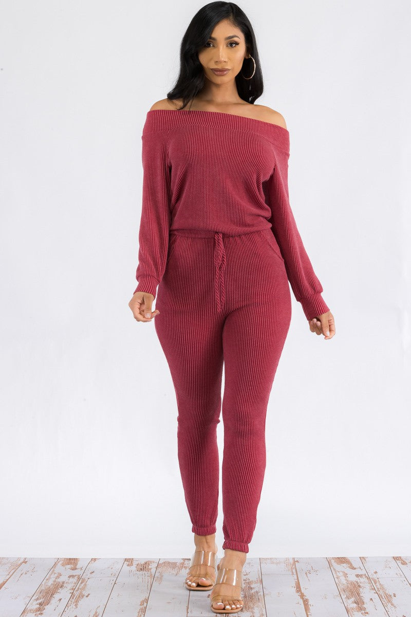 HH620X-SL-NEWRIB - OFF SHOULDER JUMPSUIT