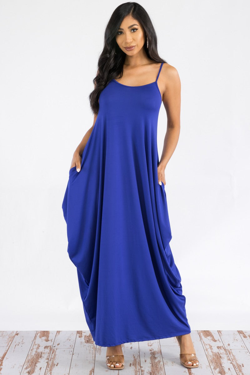 HH645R-SL-NEW - CAMI MAXI DRESS WITH POCKETS