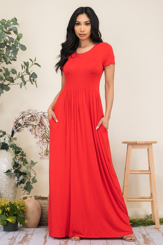 HH464X-SL - SHORT SLEEVE MAXI DRESS