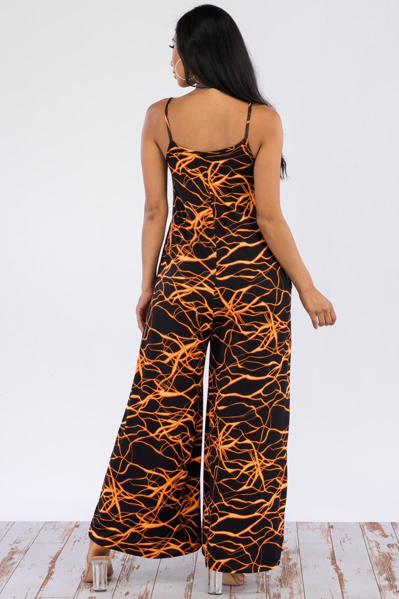 HH697R-LIGHTNING - SPAGHETTI STRAP WIDE LEG JUMPSUIT