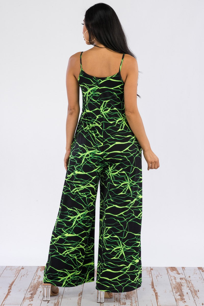 HH697R-LIGHTNING - SPAGHETTI STRAP WIDE LEG JUMPSUIT