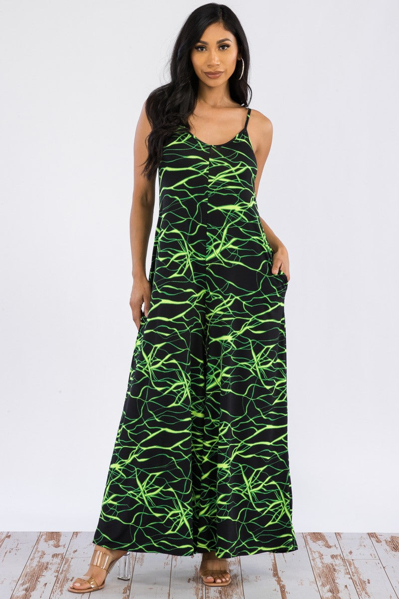 HH697R-P6 Wide-Leg Spaghetti Strap Jumpsuit
