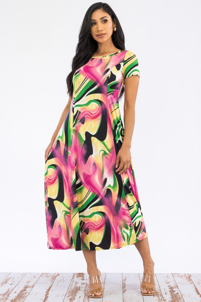 SAN144R-S - CAP SLEEVE MAXI DRESS