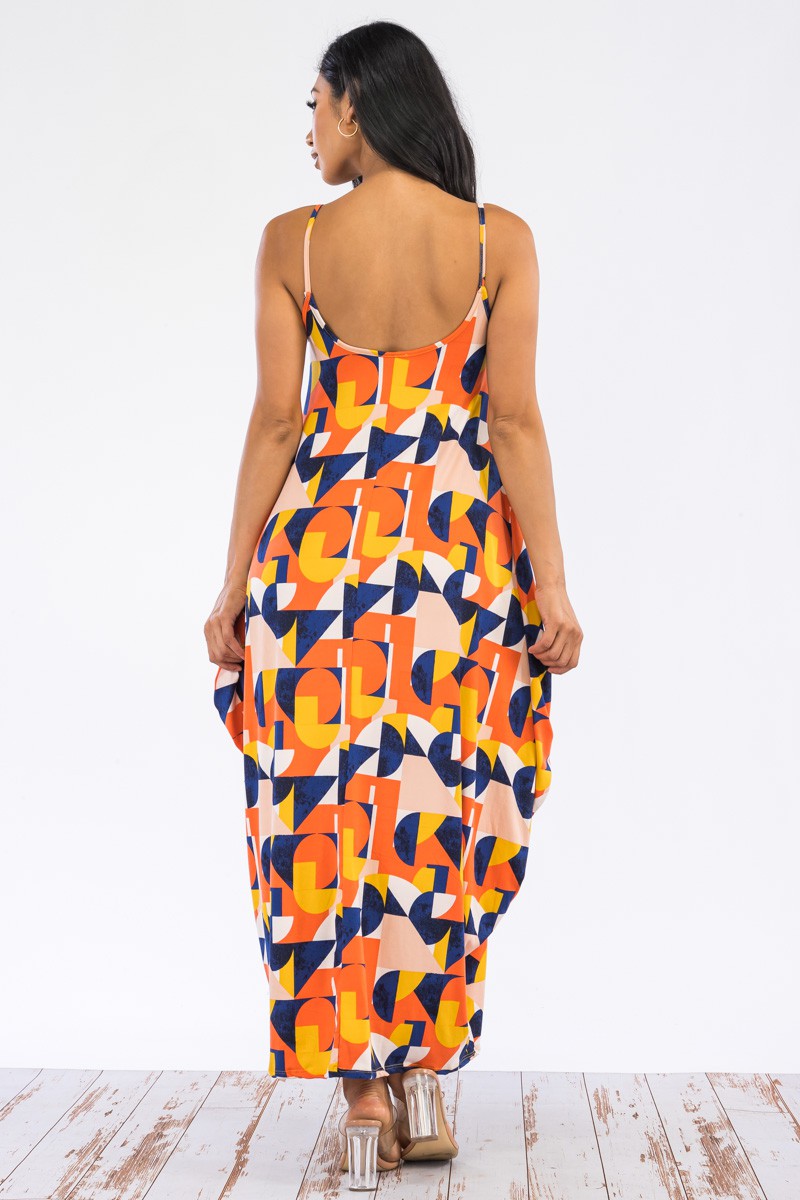 HH645R-BLOCK - CAMI MAXI DRESS WITH POCKETS