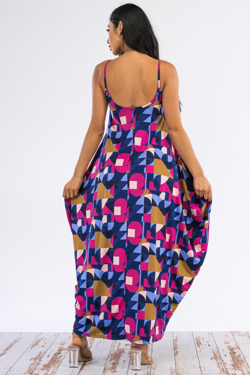 HH645R-BLOCK - CAMI MAXI DRESS WITH POCKETS