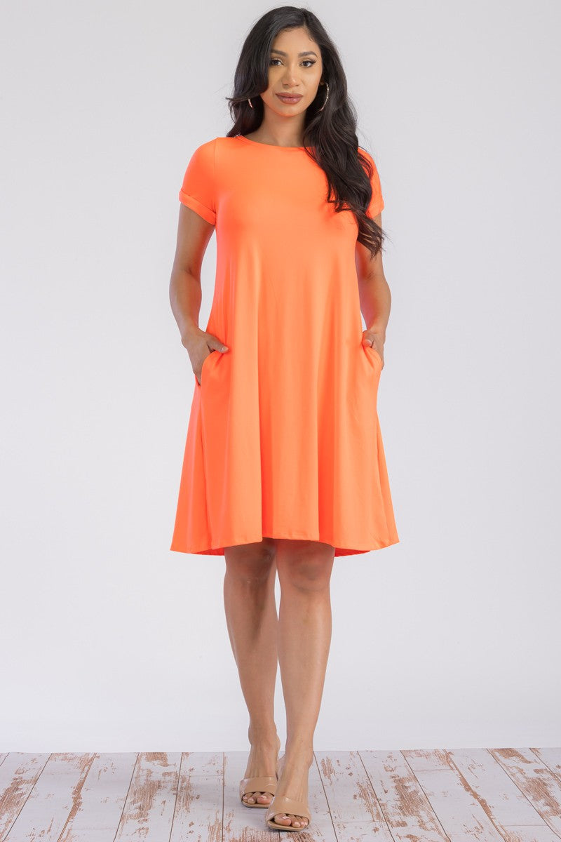 SAN136R-SL-NEW - SHORT SLEEVE TUNIC DRESS