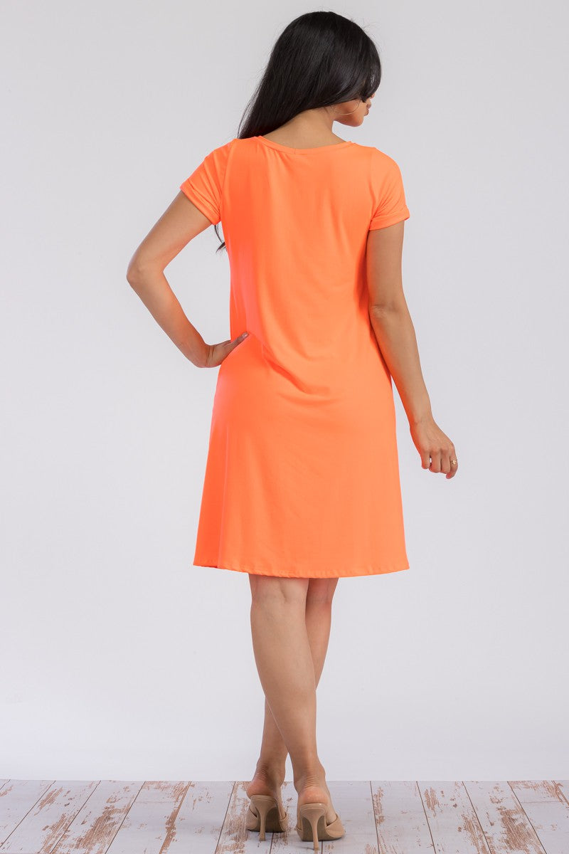 SAN136R-SL-NEW - SHORT SLEEVE TUNIC DRESS