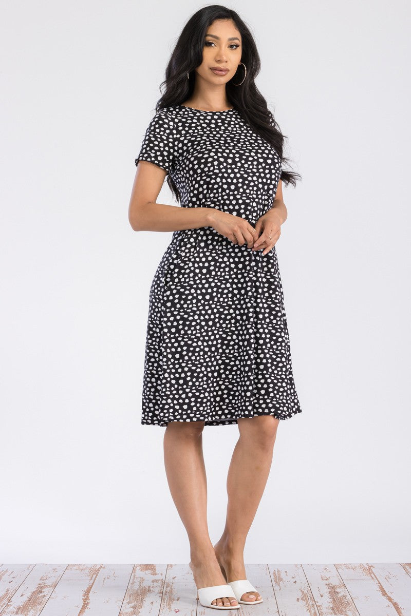 SAN136R-DOTS - SHORT SLEEVE TUNIC DRESS