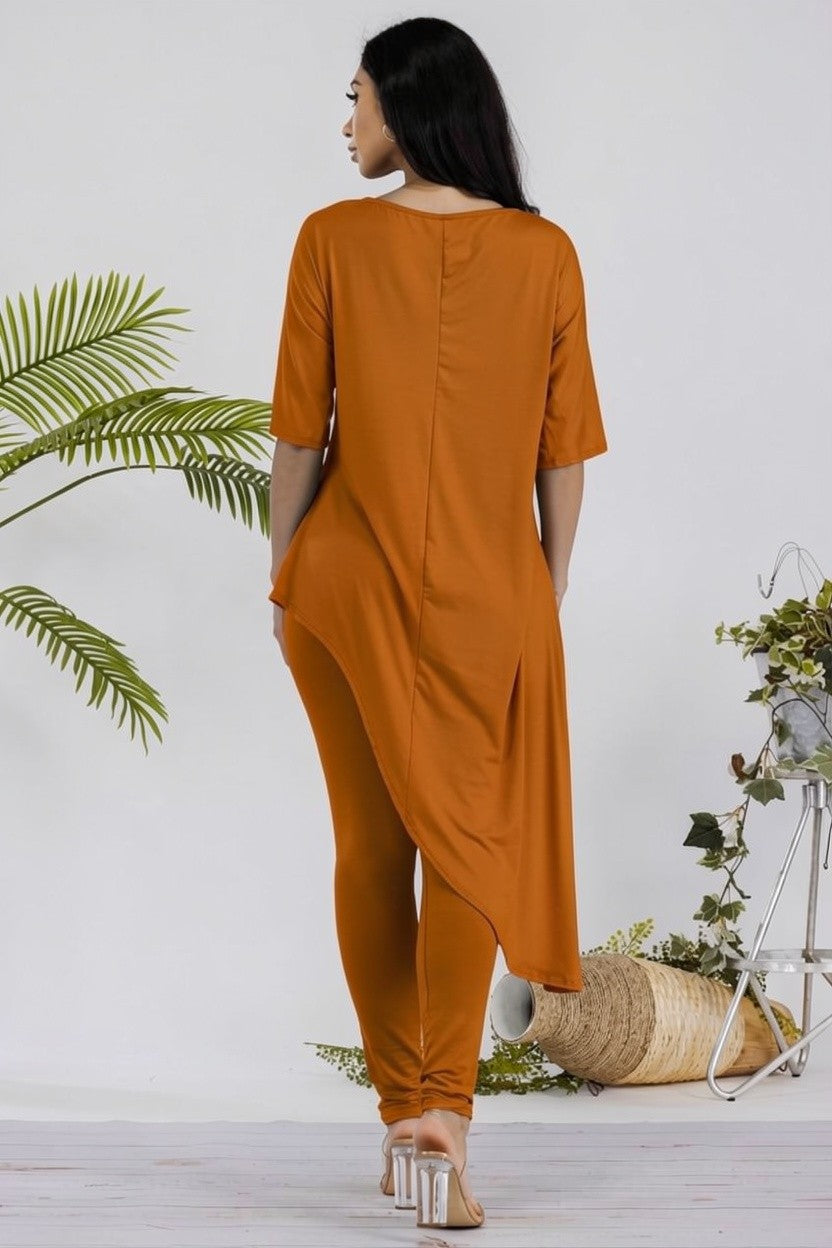 HH679R-X2 - PLUS SIZE 2 PC TOP AND LEGGING SET