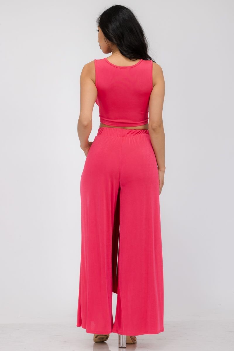 HH688R-SL - 2PC CROPPED TOP AND PANT SET