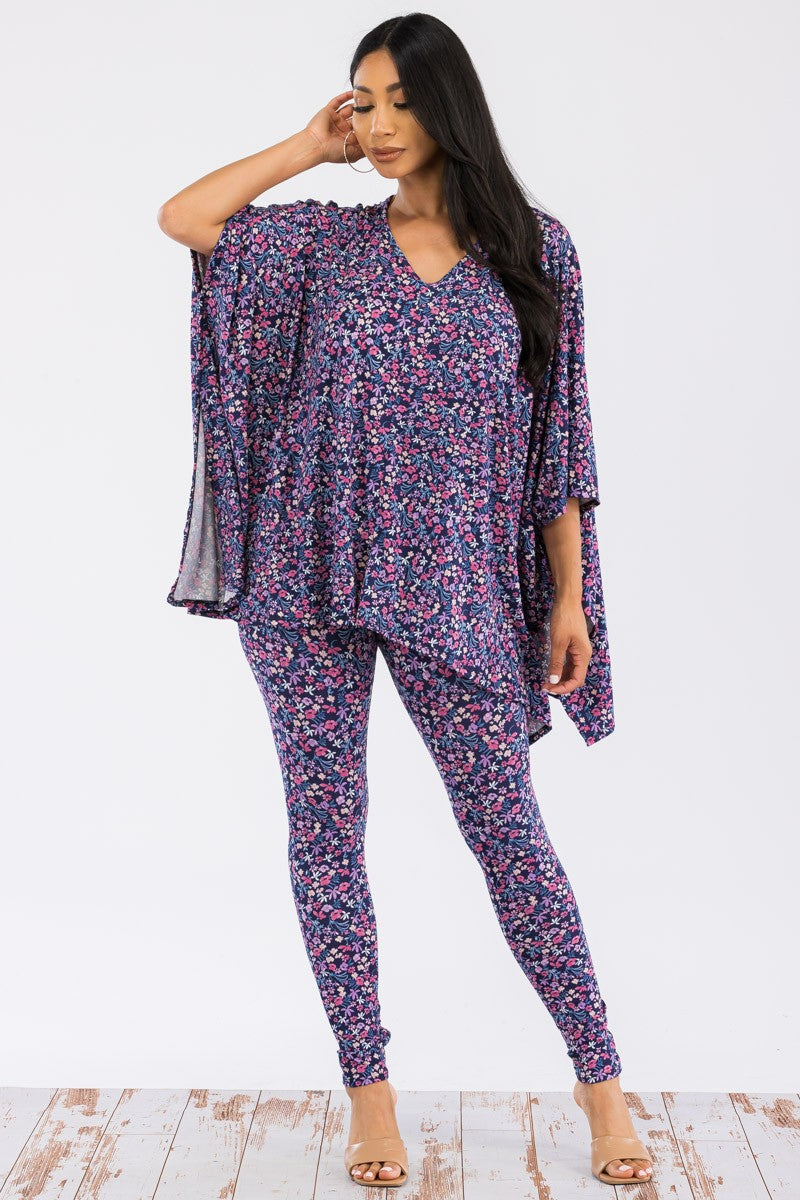 HH637R-FLORAL1 2 PC TOP AND BOTTOM SET