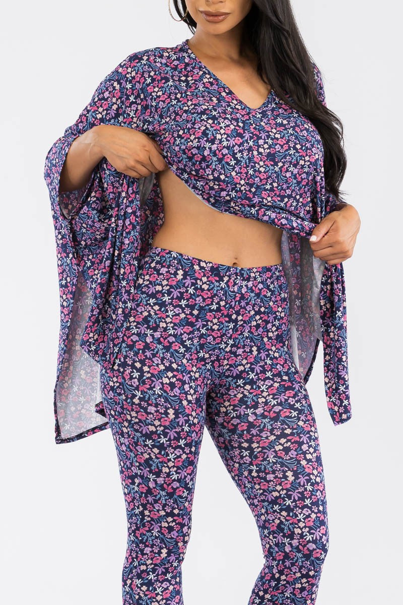 HH637X-FLORAL1 2 PC TOP AND BOTTOM SET