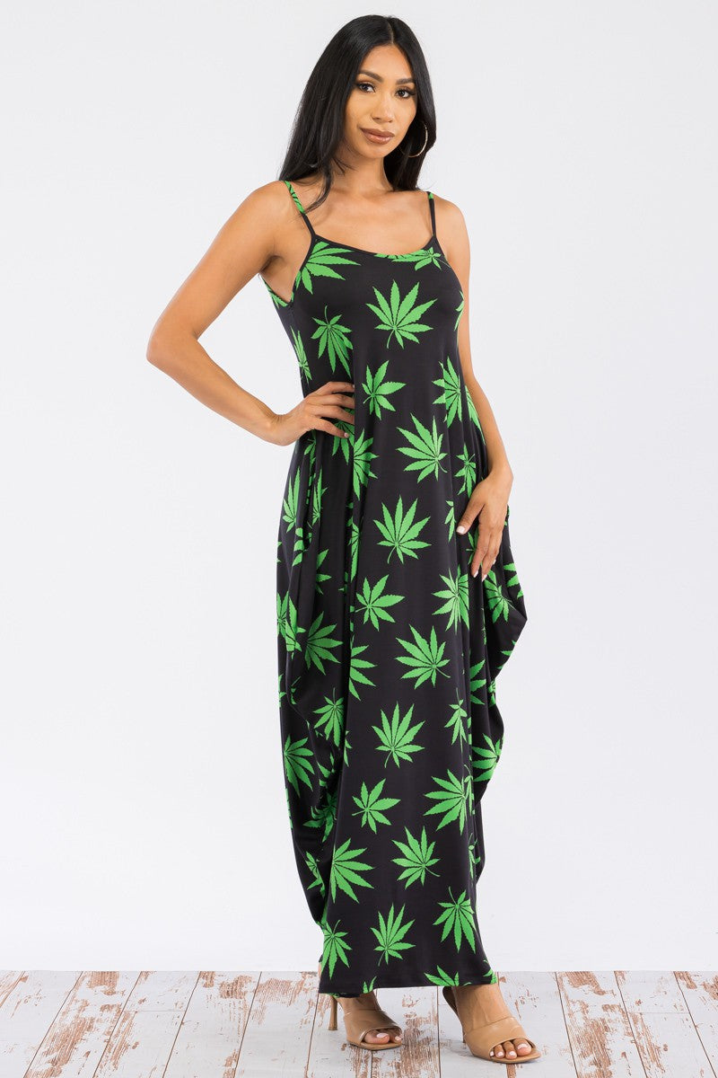 HH645R-MARI - CAMI MAXI DRESS WITH POCKETS