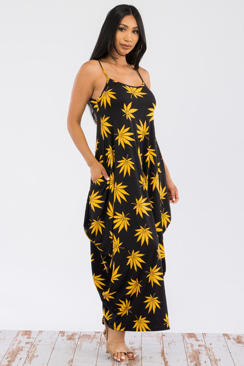 HH645R-MARI - CAMI MAXI DRESS WITH POCKETS