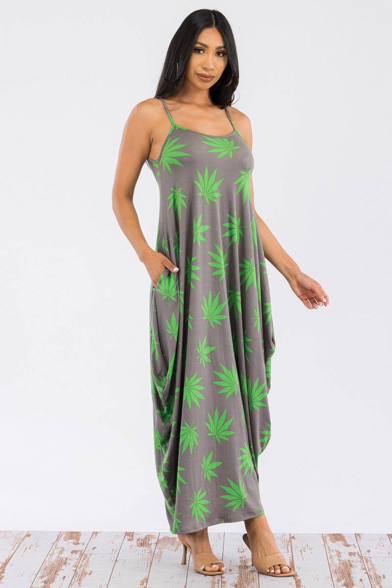 HH645R-MARI - CAMI MAXI DRESS WITH POCKETS