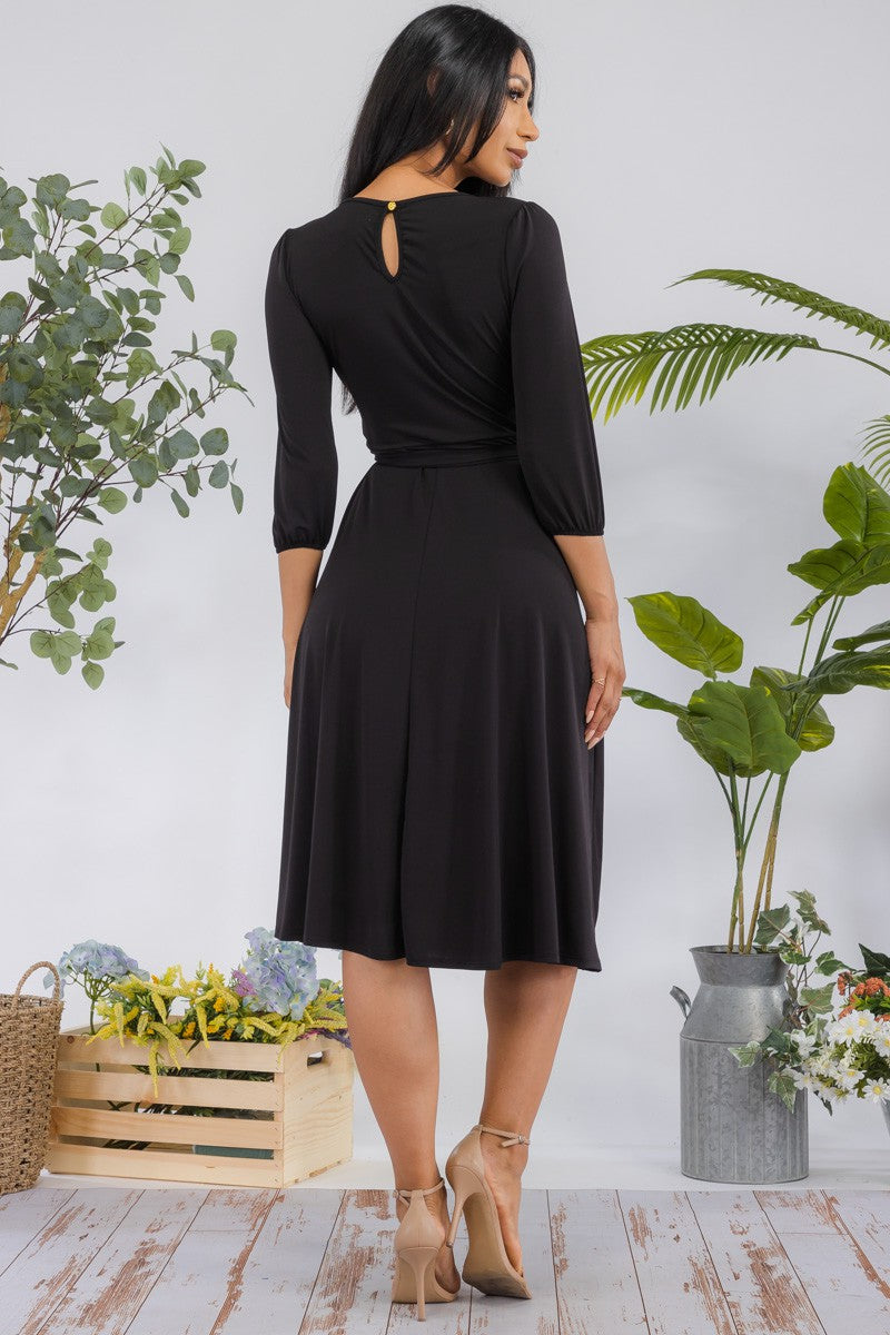 HH583X-S - SELF TIE MIDI DRESS