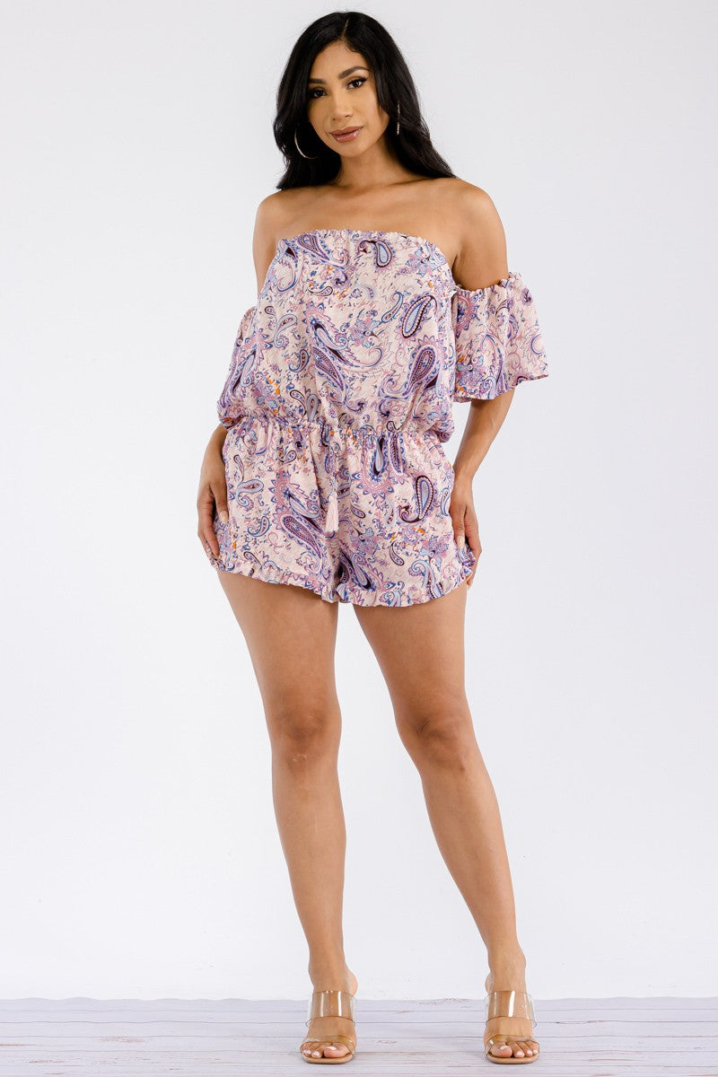 IRA1656A - BOHO OFF SHOULDER ROMPER