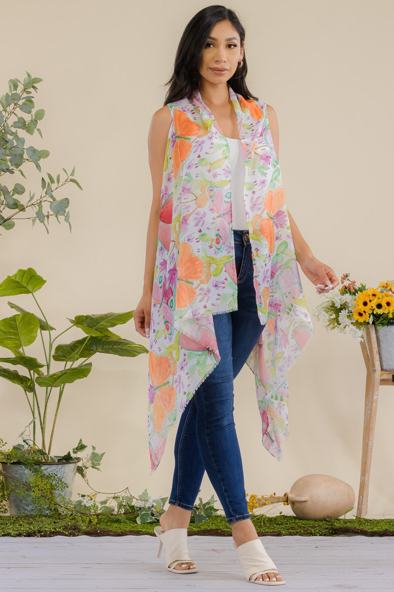 HDF3941 - BUTTERFLY PRINT OPEN FRONT KIMONO