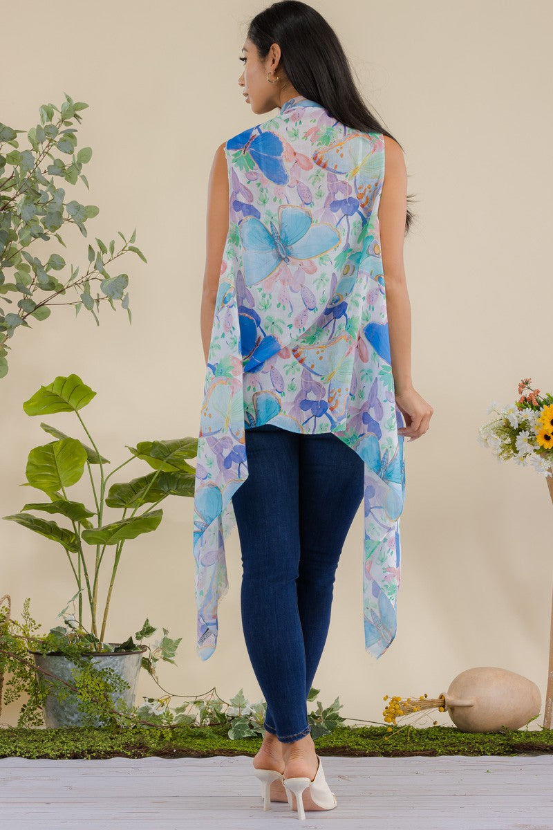 HDF3941 - BUTTERFLY PRINT OPEN FRONT KIMONO