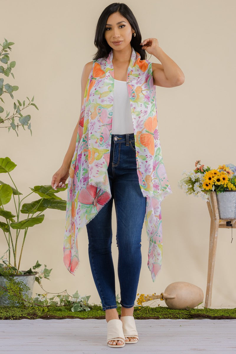 HDF3941 - BUTTERFLY PRINT OPEN FRONT KIMONO