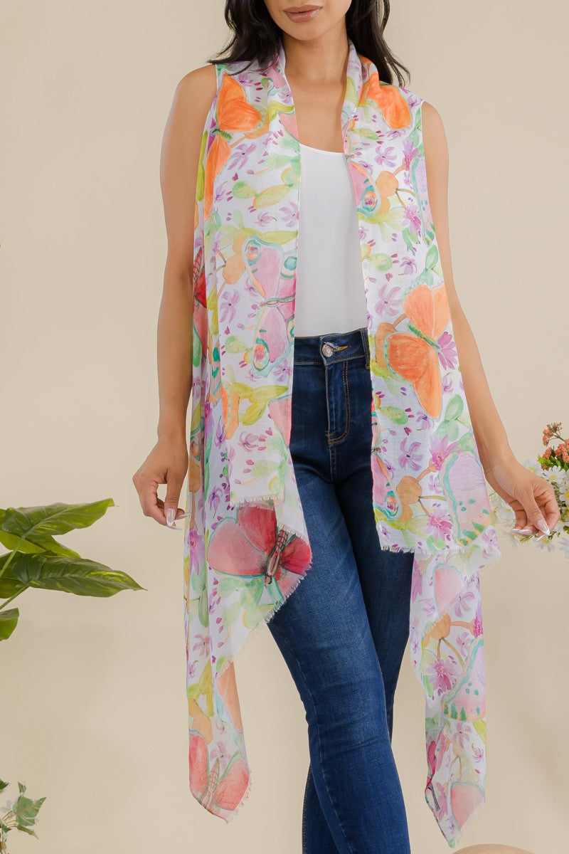 HDF3941 - KIMONO ABIERTO CON ESTAMPADO DE MARIPOSAS