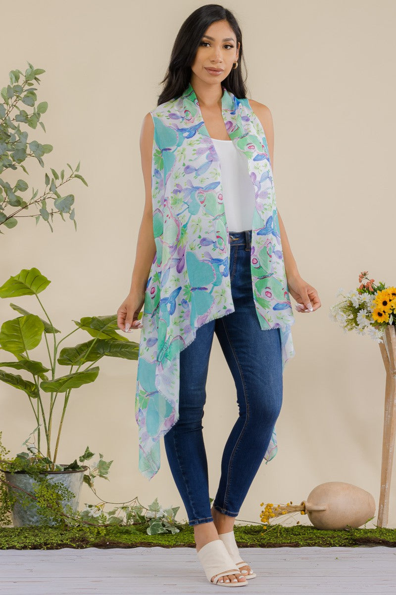 HDF3941 - BUTTERFLY PRINT OPEN FRONT KIMONO